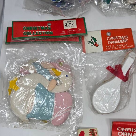 VINTAGE LORETTA LEE CHRISTMAS COLLECTION TARGET FABRIC WOOD ORNAMENTS LOT 35 NEW - Picture 7 of 11